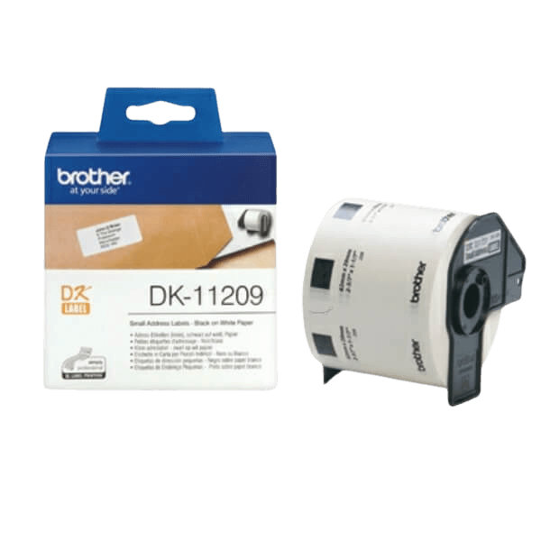 Brother DK11209 Sort tekst / Hvid tape 29 x 62 mm, 800 stk. Printerpatron - Original
