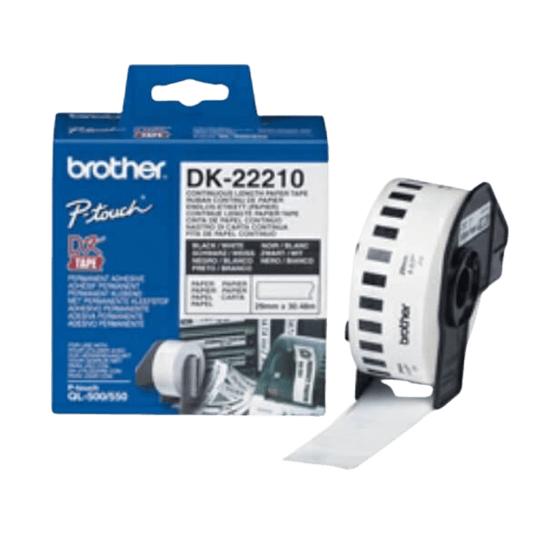 Brother DK22210 Hvid 29mm x 30,48 Printerpatron - Original