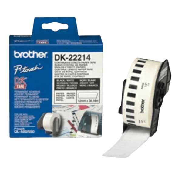 Brother DK22214 Hvid 12mm x 30.48m Printerpatron - Original