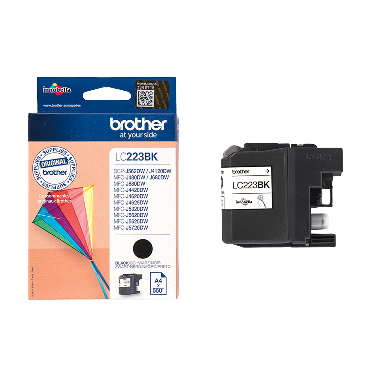 Brother LC223BK sort Printerpatron - 550 sider - Original