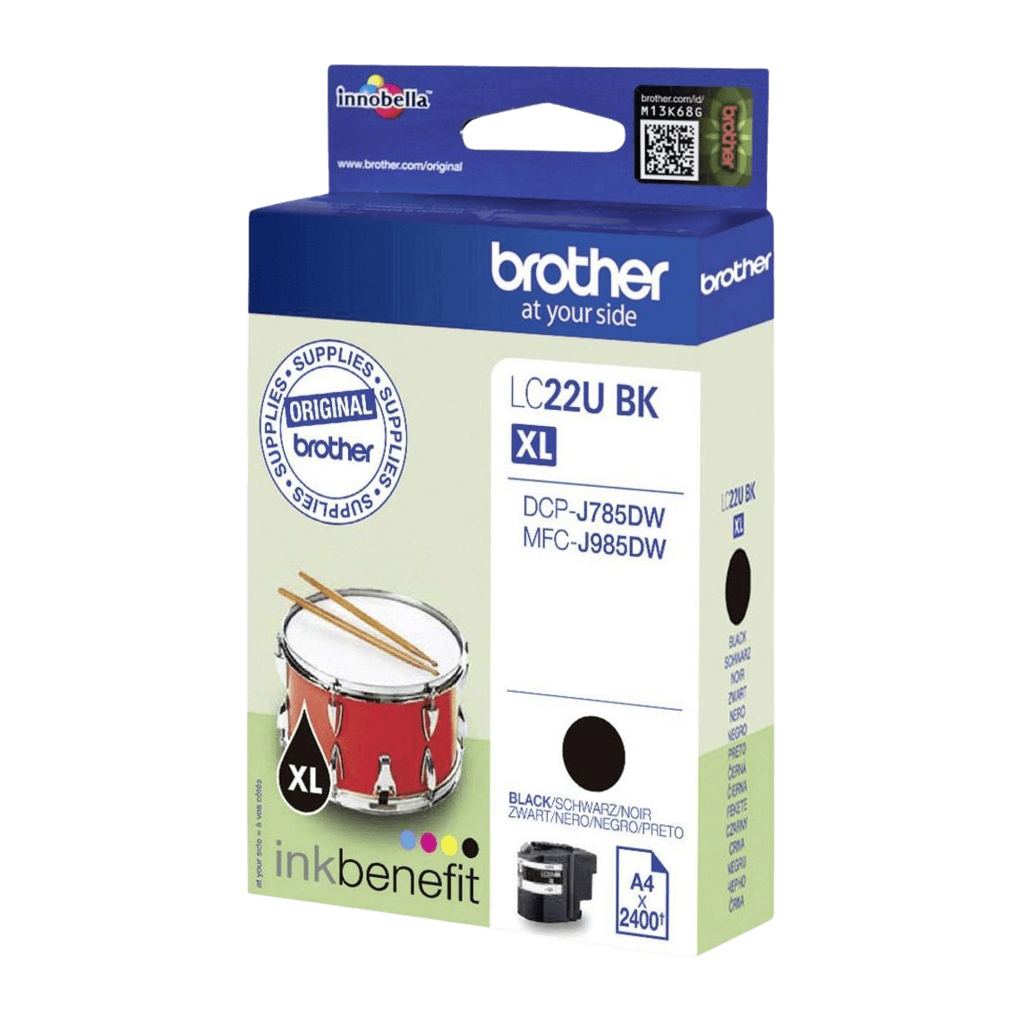 Brother LC22UBK sort Printerpatron - 2400 sider - Original