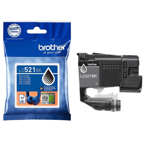 Brother LC521BK sort Printerpatron - 500 sider - Original