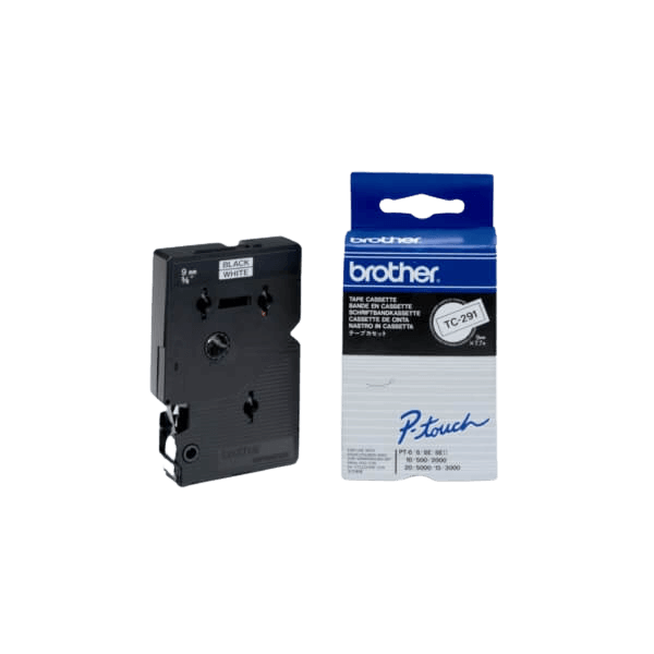 Brother TC291 Sort tekst / Hvid tape 9 mm x 7,7 m Printerpatron - Original