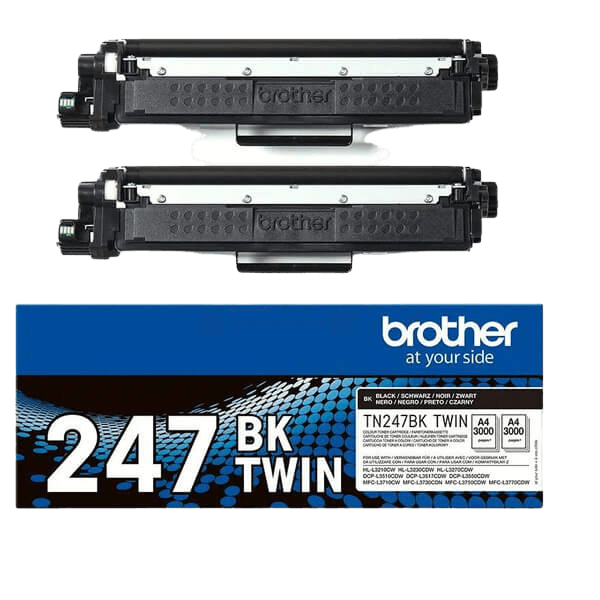 Brother TN247BK sort XL twin pack Printerpatron - 6000 sider - Original