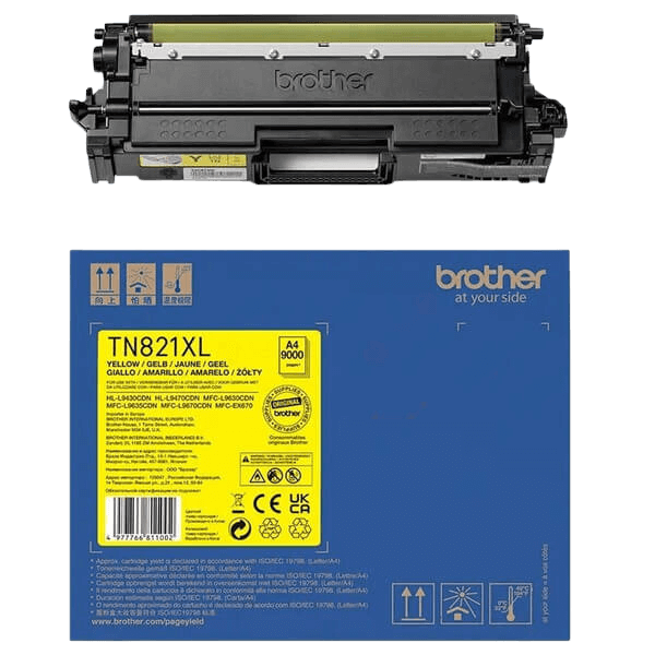 Brother TN821XLY gul XL Printerpatron - 9000 sider - Original