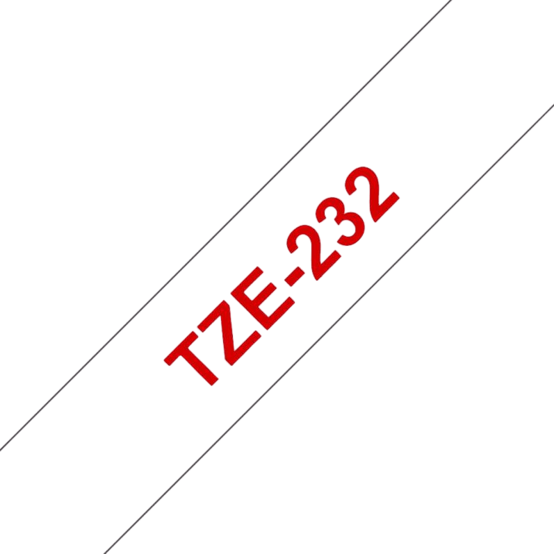 Brother TZe-232 Rød tekst / Hvid tape 12 mm x 8 m Printerpatron - Kompatibel