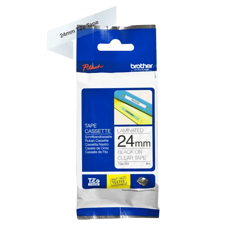 Brother TZe-651 Sort tekst / Gul tape 24 mm x 8 m Printerpatron - Kompatibel