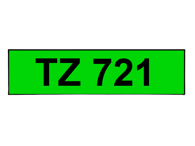 Brother TZe-721 Sort tekst / Grøn tape 9 mm x 8 m Printerpatron - Kompatibel