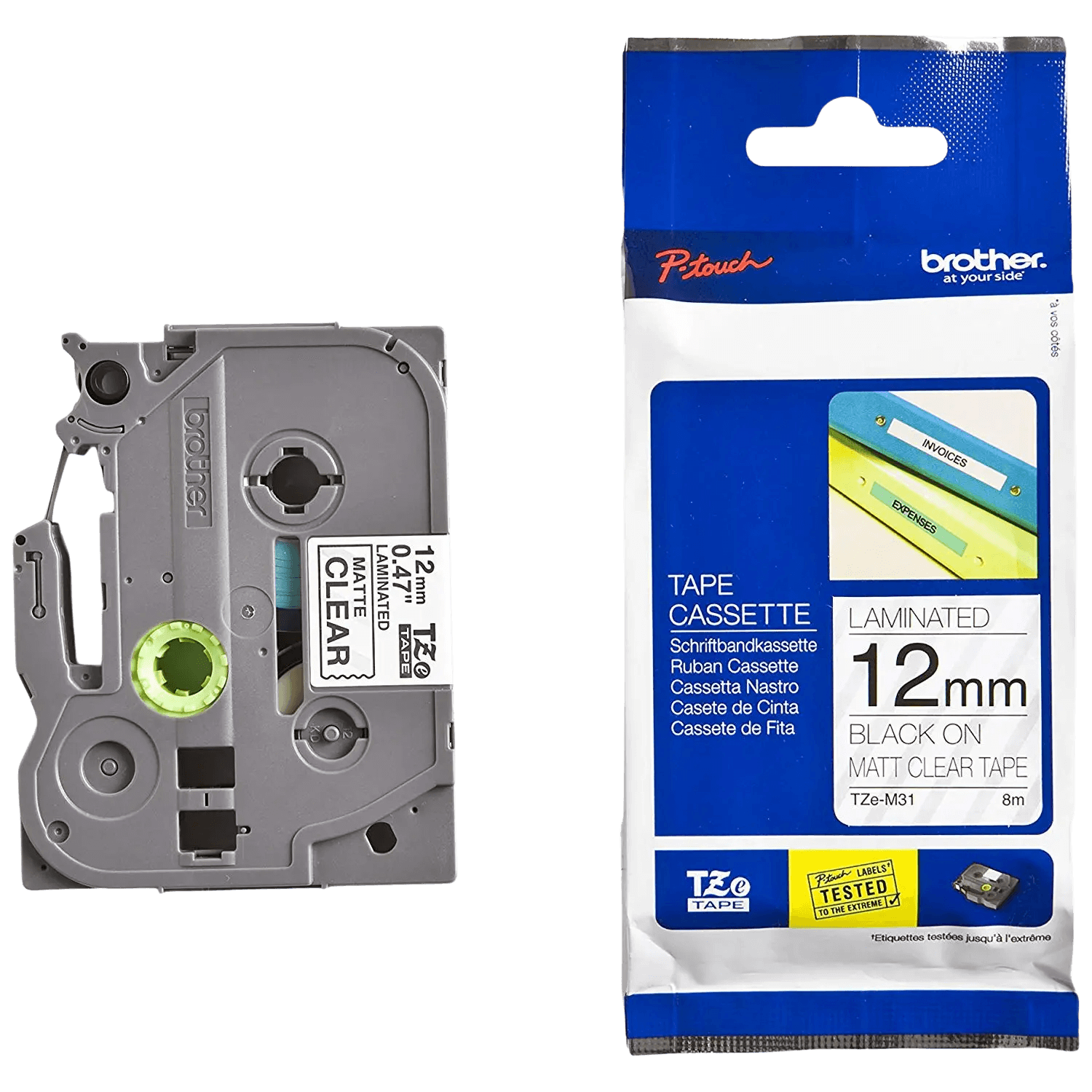 Brother TZe131 Sort tekst / Klar tape 12 mm x 8 m Printerpatron - Kompatibel