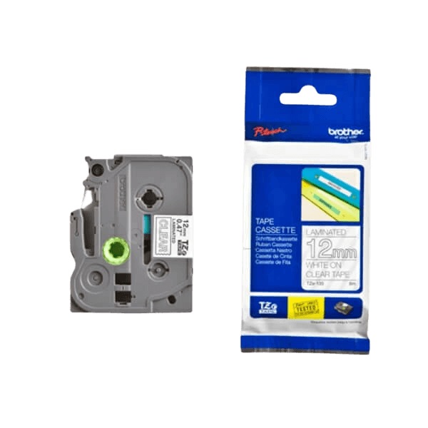 Brother TZe135 Hvid tekst / Klar tape 12 mm x 8 m Printerpatron - Original