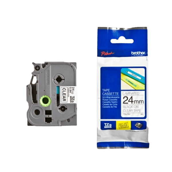 Brother TZe151 Sort tekst / Klar tape 24 mm x 8 m Printerpatron - Original