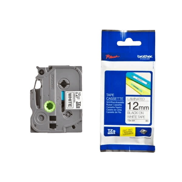 Brother TZe231 Sort tekst / Hvid tape 12 mm x 8 m Printerpatron - Original