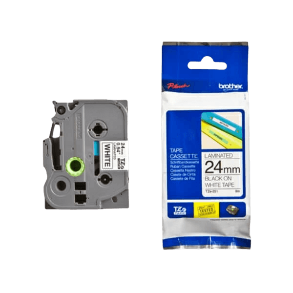 Brother TZe251 Sort tekst / Hvid tape 24 mm x 8 m Printerpatron - Original