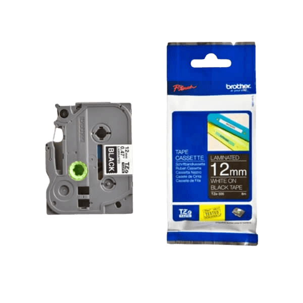 Brother TZe335 Hvid tekst / Sort tape 12 mm x 8 m Printerpatron - Original