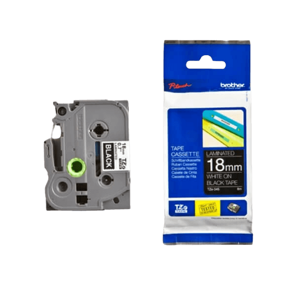 Brother TZe345 Hvid tekst / Sort tape 18 mm x 8 m Printerpatron - Original