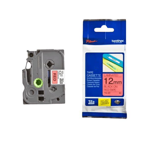 Brother TZe431 Sort tekst / Rød tape 12 mm x 8 m Printerpatron - Original