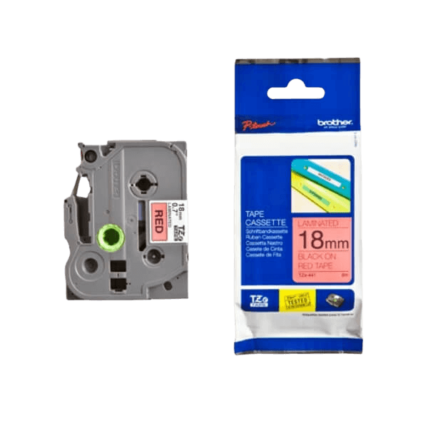 Brother TZe441 Sort tekst / Rød tape 18 mm x 8 m Printerpatron - Original
