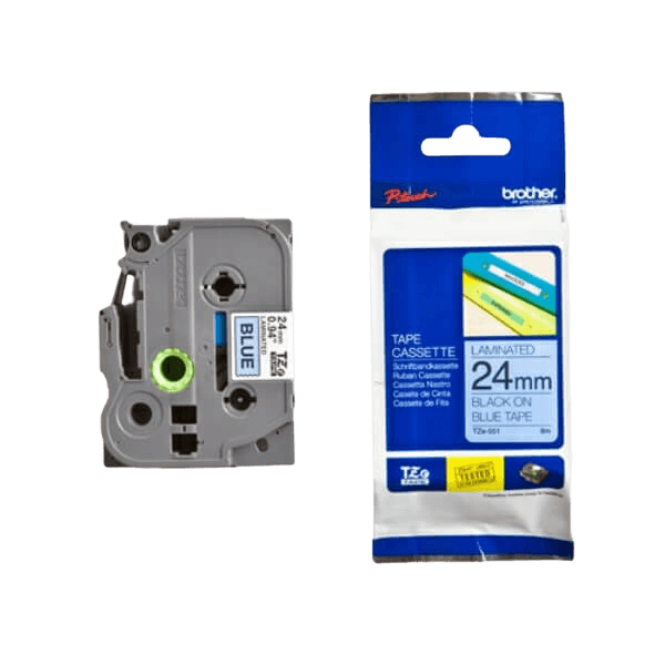 Brother TZe551 Sort Tekst / Blå Tape 24 mm x 8 m Printerpatron - Original