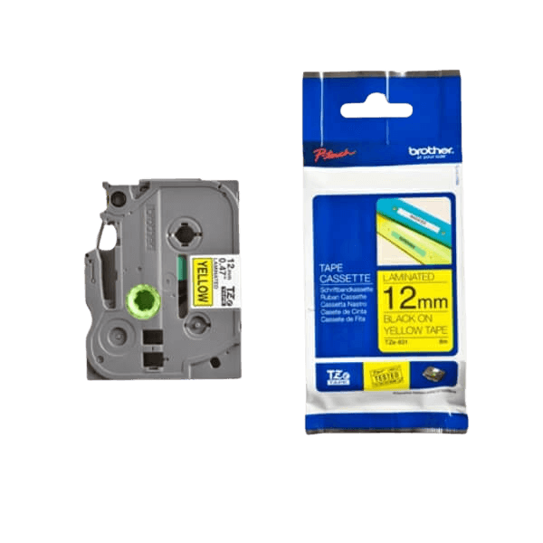 Brother TZe631 Sort tekst / Gul tape 12 mm x 8 m Printerpatron - Original