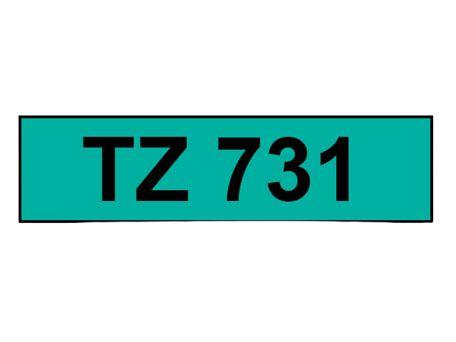 Brother TZe731 Sort tekst / Grøn tape 12 mm x 8 m Printerpatron - Kompatibel