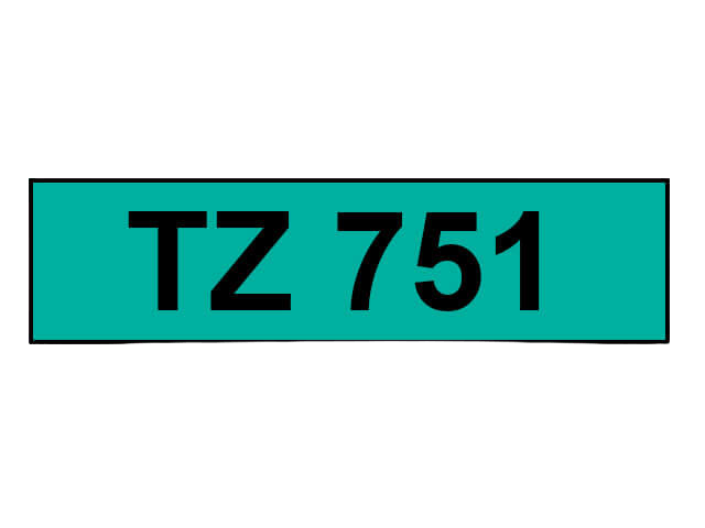 Brother TZe751 Sort tekst / Grøn tape 24 mm x 8 m Printerpatron - Kompatibel