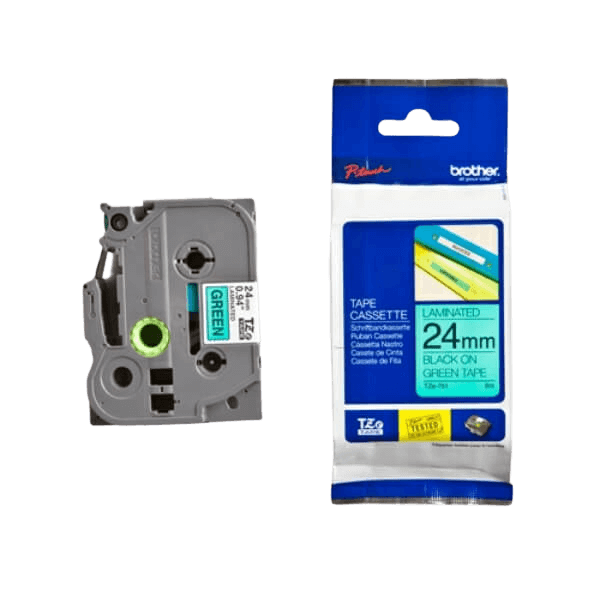 Brother TZe751 Sort tekst / Grøn tape 24 mm x 8 m Printerpatron - Original