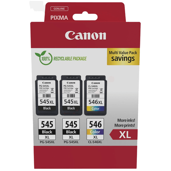 8286B013 Canon 2 x PG-545XL + CL-546XL CMYK XL Printerpatron - 2x 15 + 13 ml. - Original