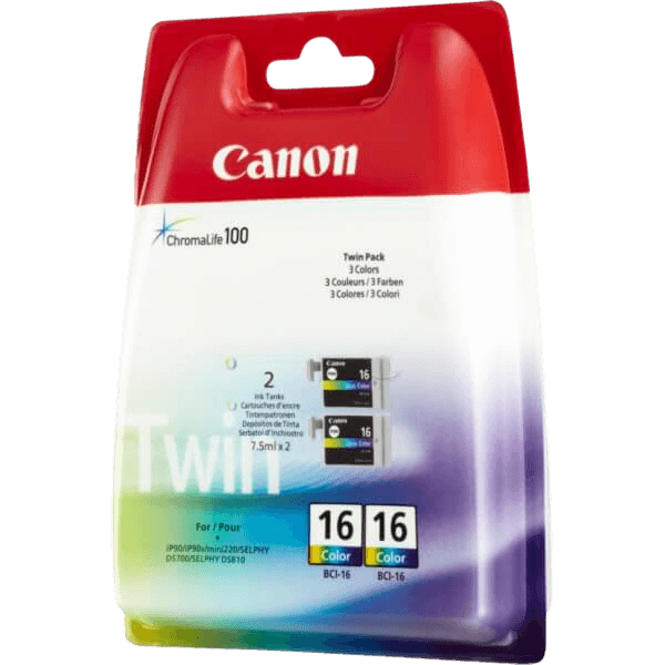 9818A002 Canon BCI-16C 3 farver i én twin pack Printerpatron - 2,5 ml. - Original