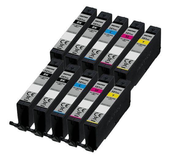 10 stk. XXL Canon CLI-581C Printerpatron rabatpakke - Kompatibel