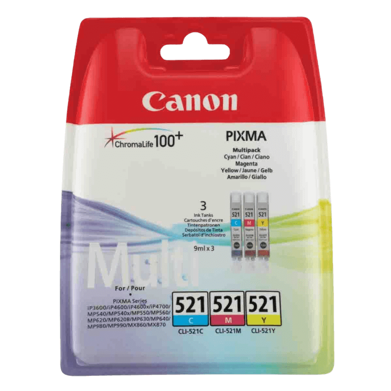 2934B010 Canon CLI521CMY CMYK Printerpatron - 27 ml. - Original