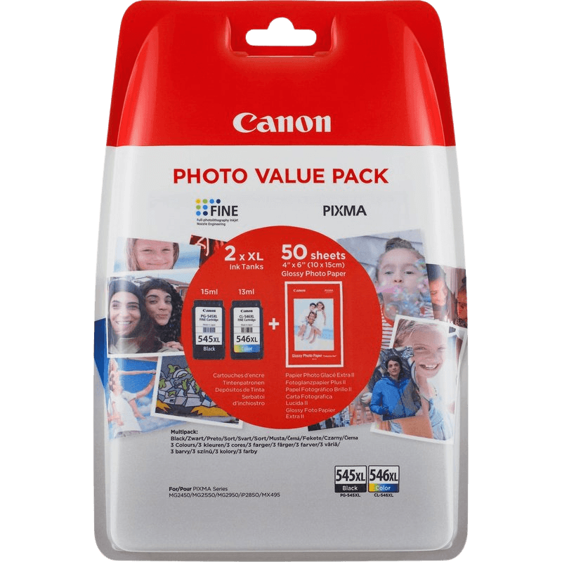 8286B006 Canon PG-545XL + CL-546XL + PAPIR CMYK XL Printerpatron - 700 sider - Original