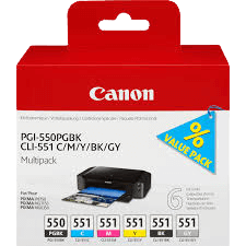 6496B005 Canon PGI-550 / CLI-551 CMYGYK Printerpatron - 15 + 5x 7 ml. - Original