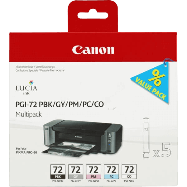 6403B007 Canon PGI-72PH PBK/GY/PM/PC/CO Printerpatron - 5 X 14 ml. - Original