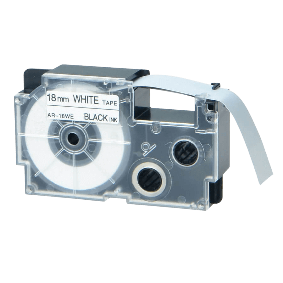 Casio XR-18WE 1 Sort tekst / Hvid tape 18 mm x 8 m Printerpatron - Kompatibel
