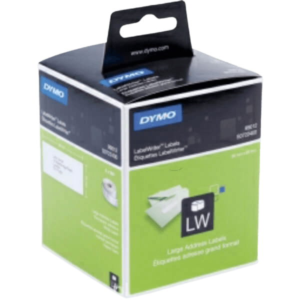 S0722400 Dymo 99012 Sort tekst / Hvid tape 89 x 36 mm, 520 stk Printerpatron - Original