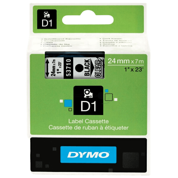 S0720920 Dymo D1 53710 Sort tekst / Klar tape 24 mm x 7 m Printerpatron - Original