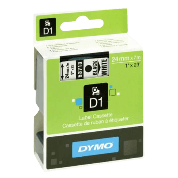 S0720930 Dymo D1 53713 Sort tekst / Hvid tape 24 mm x 7 m Printerpatron - Original