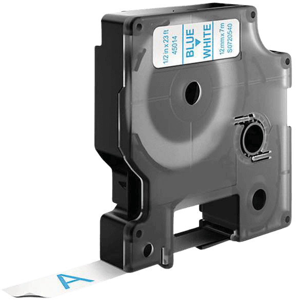 45014 Dymo S0720540 Blå tekst / Hvid tape 12 mm x 7 m Printerpatron - Kompatibel