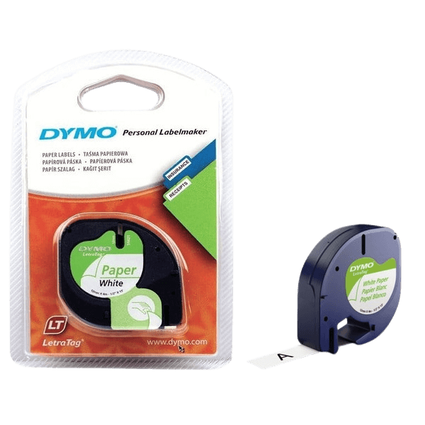 91200 Dymo S0721510 Sort tekst / Hvid tape 12 mm x 4 m Printerpatron - Original