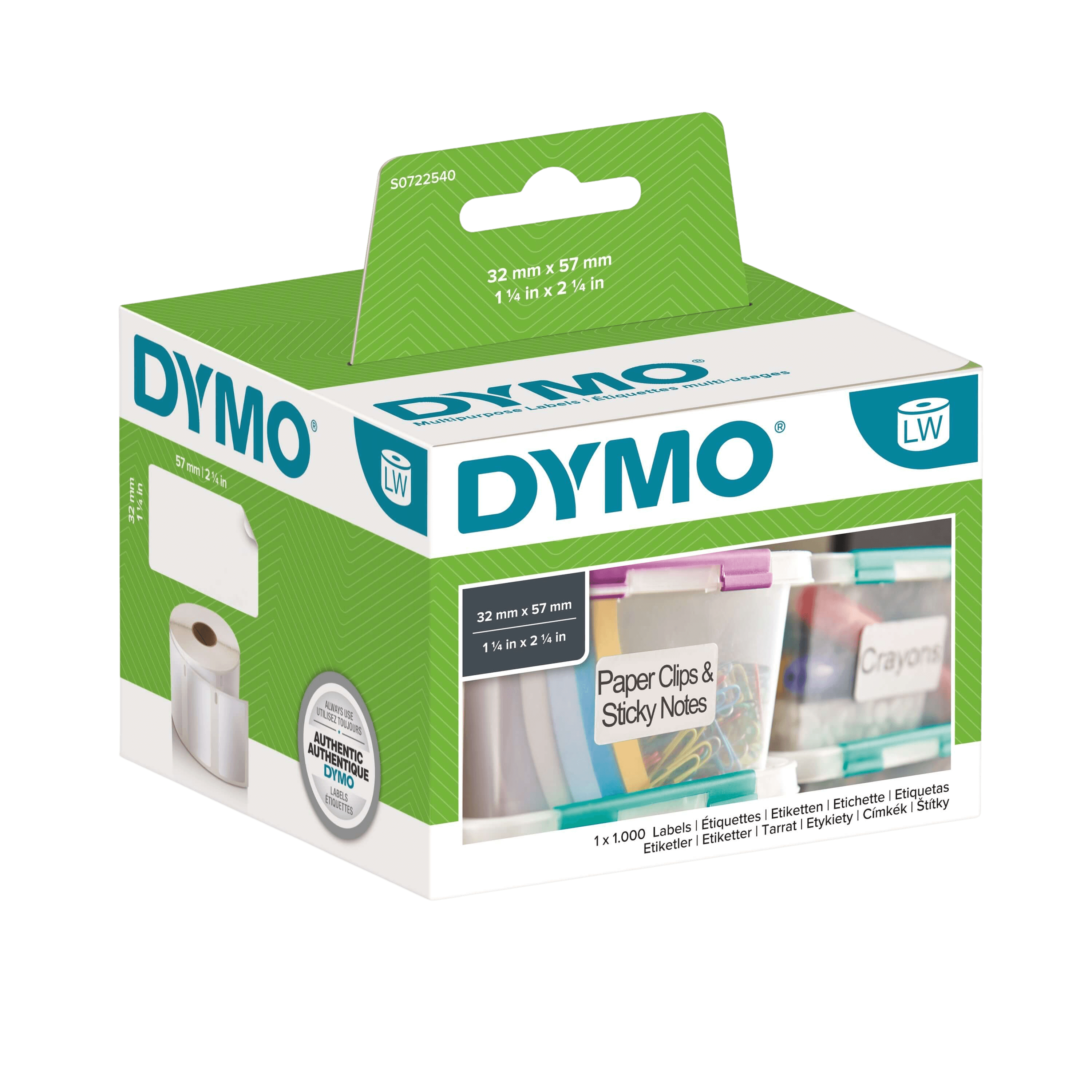 11354 Dymo S0722540 Hvid 32 x 57, 1000 stk. Printerpatron - Kompatibel