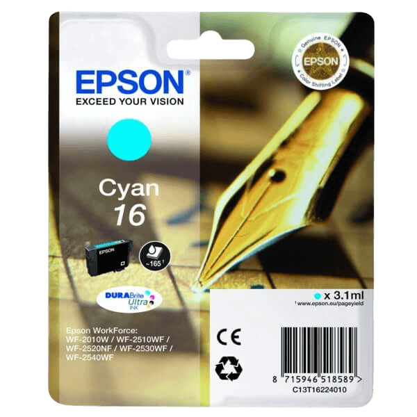 C13T16224012 Epson 16 cyan Printerpatron - 3,1 ml. - Original