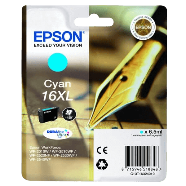 C13T16324012 Epson 16 cyan XL Printerpatron - 6,5 ml. - Original