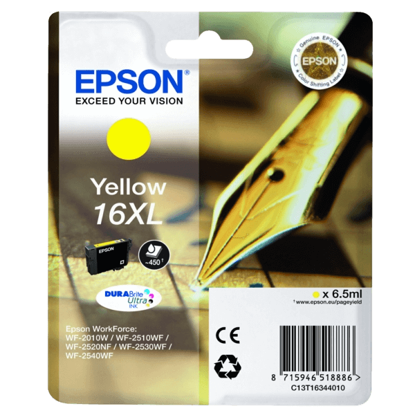 C13T16344012 Epson 16 gul XL Printerpatron - Original