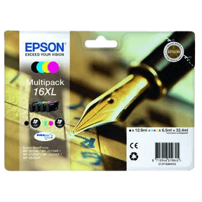 C13T16364012 Epson 16 CMYK XL Printerpatron - 1 x12,9 + 3 x 6,5 ml. - Original