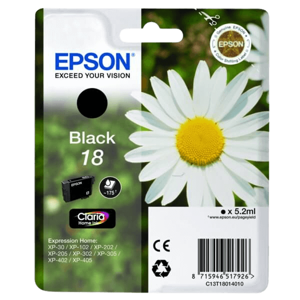 C13T18014012 Epson 18 sort Printerpatron - 5,2 ml. - Original