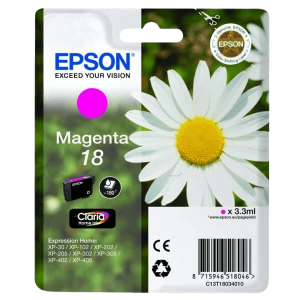 C13T18034012 Epson 18 magenta Printerpatron - 3,3 ml. - Original