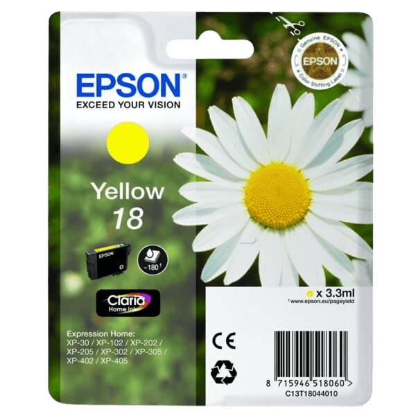 C13T18044012 Epson 18 gul Printerpatron - 3,3 ml. - Original