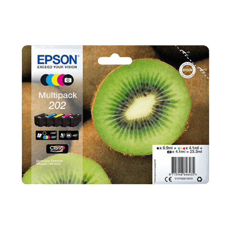 C13T02E74010 Epson 202 CMYK Printerpatron - 6,9 + 4 x 4,1 ml. - Original