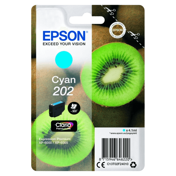C13T02F24010 Epson 202 cyan Printerpatron - 300 sider - Original