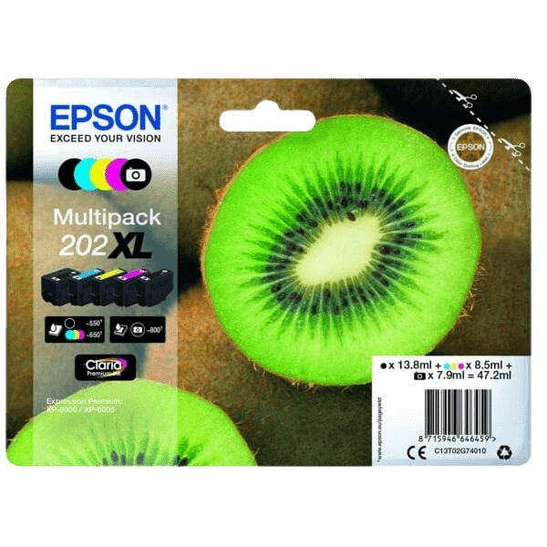C13T02G74010 Epson 202 CMYK XL Printerpatron - 47,2 ml. - Original